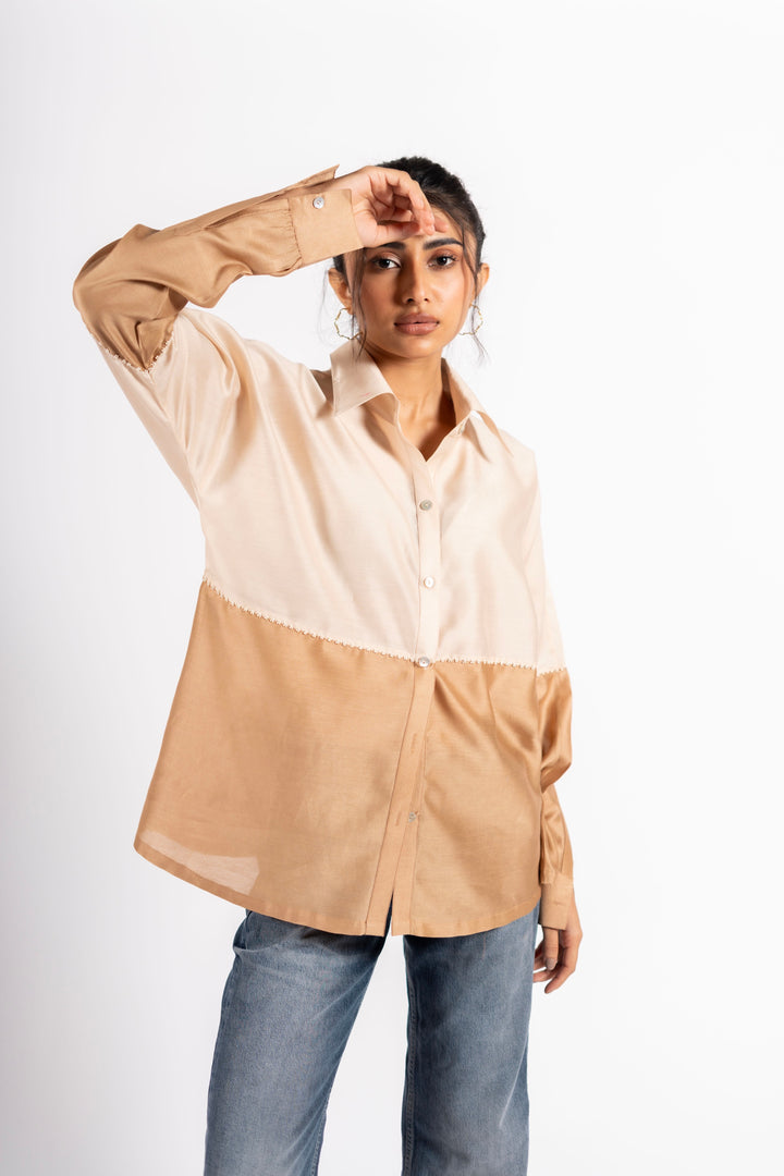 Beanie Shirt Two Tone Taupe-Ecru