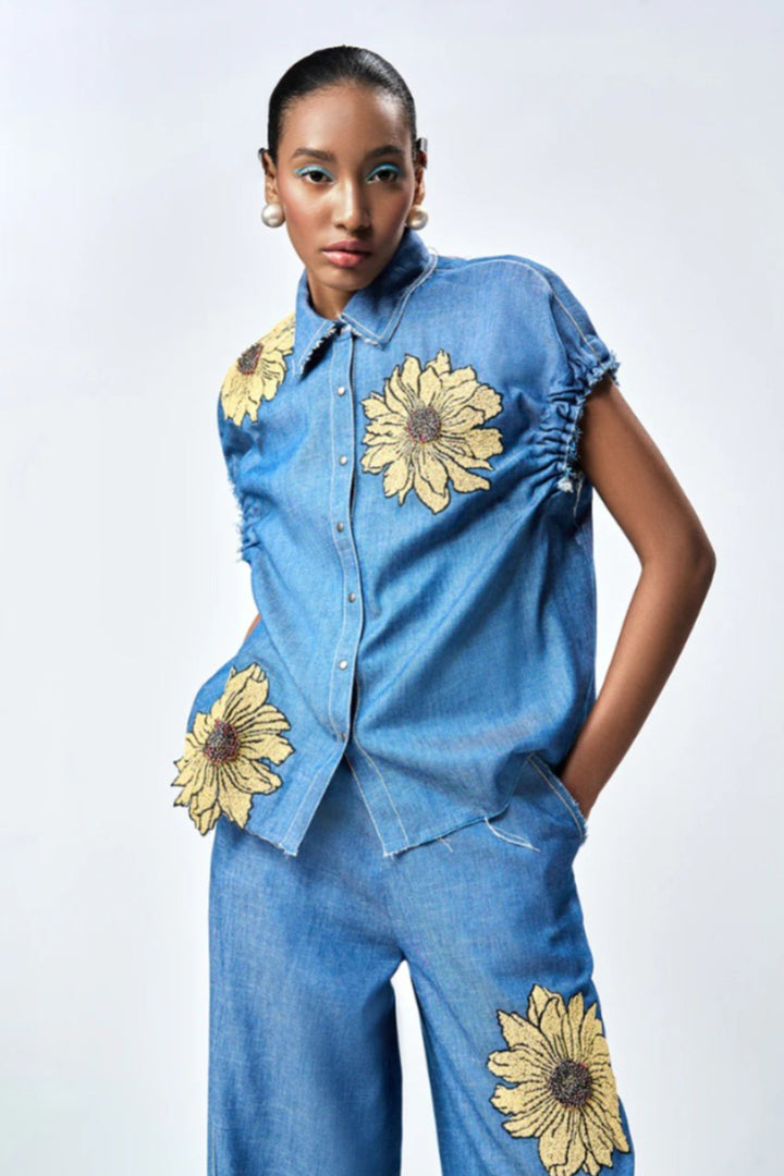 DAISY ELASTICATED TOP WITH FLARED PANTS