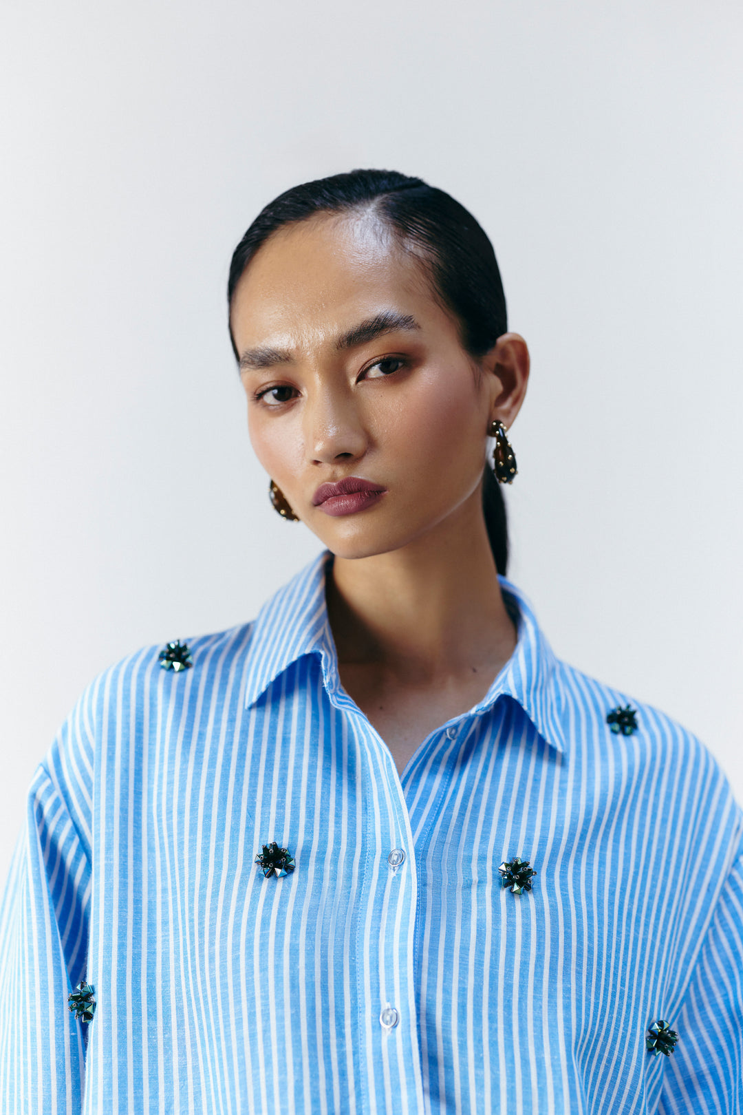 DUAL STRIPE EMBELLISHED SHIRT