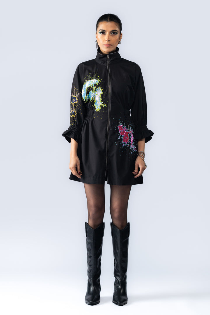 Hand embroidered sequin dress - Black