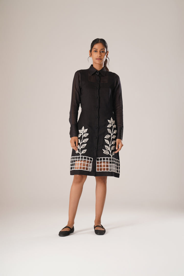 Through the Grid Shirt Dress