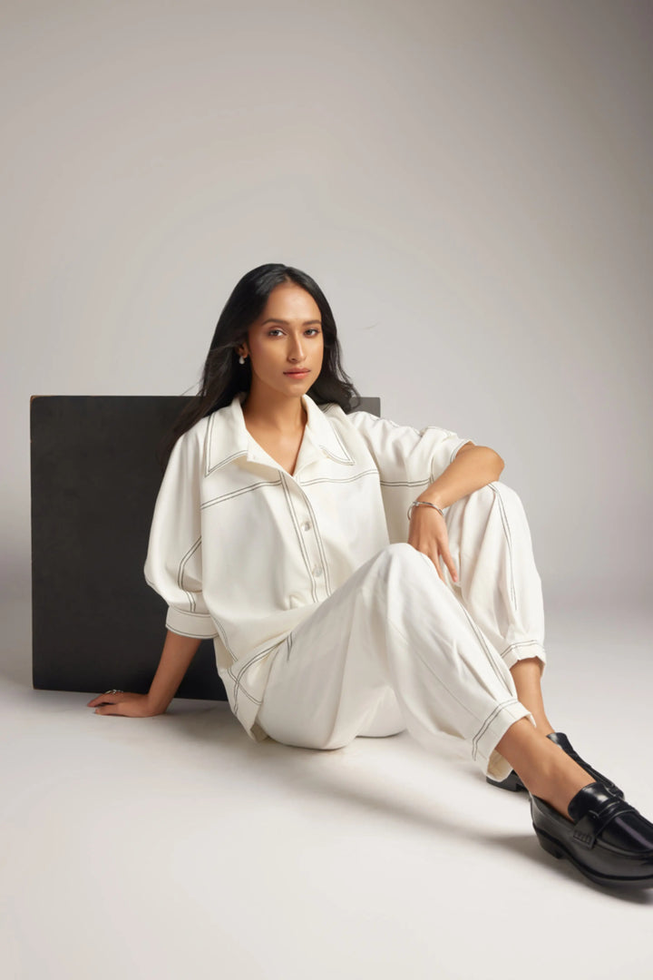 White Jacket Shirt & Jogger Pant