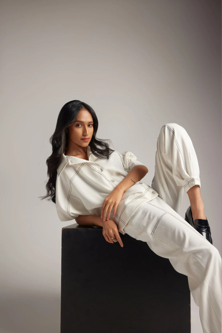 White Jacket Shirt & Jogger Pant