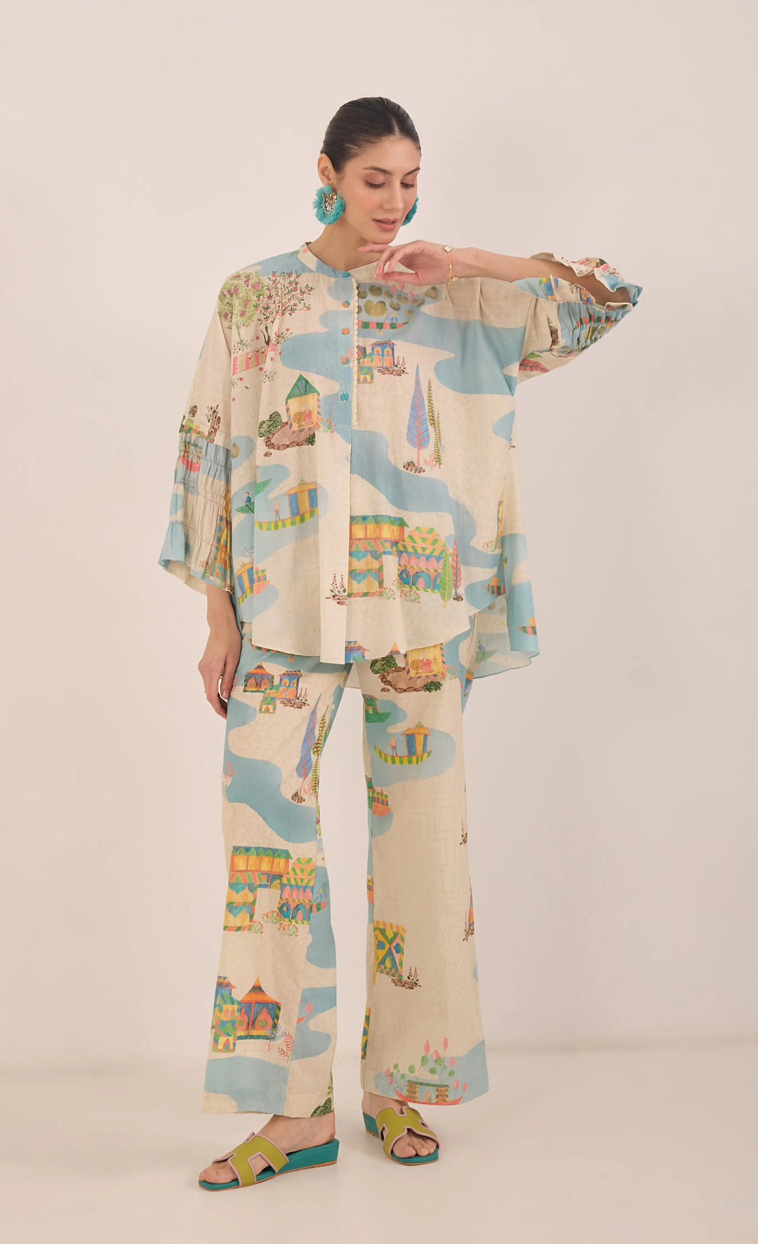 Safar: Namah Top With Wide Leg Pants Coord Set