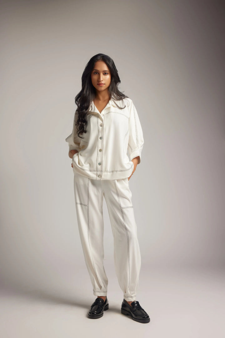 White Jacket Shirt & Jogger Pant