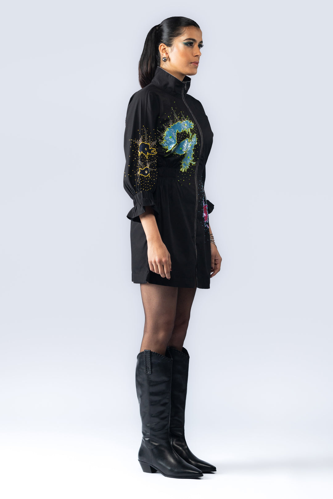 Hand embroidered sequin dress - Black