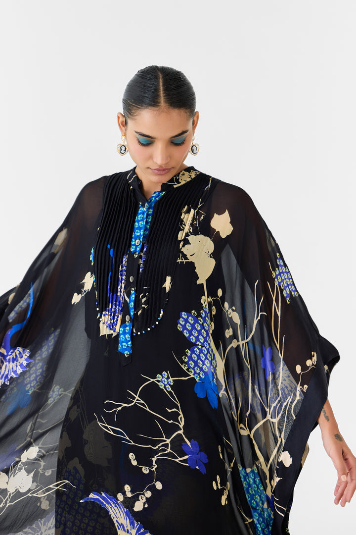 BLACK CRANE ORGANZA KIMONO & PANTS CO-ORD