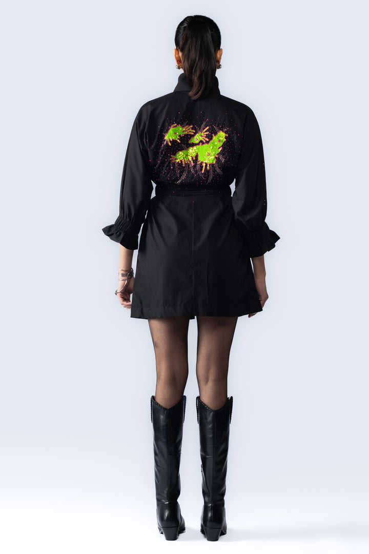 Hand embroidered sequin dress - Black