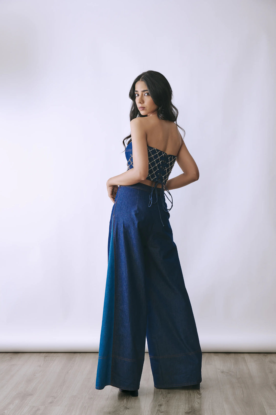 Pearl Embellished Denim Co-Ord Set