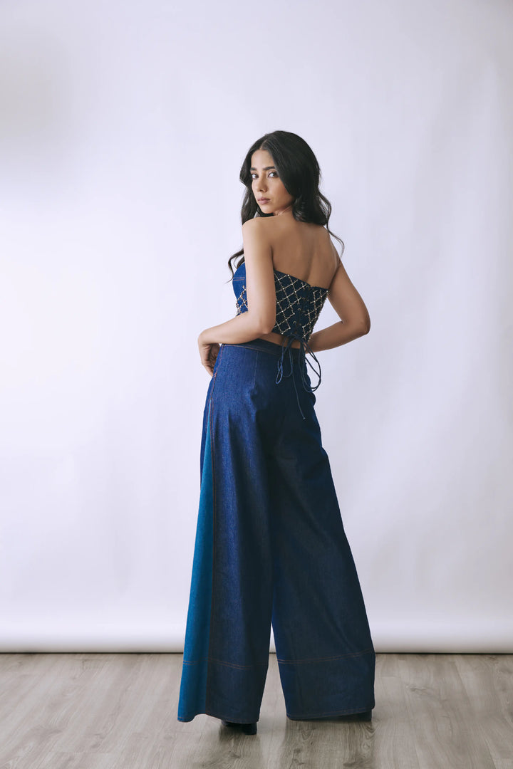 Pearl Embellished Denim Co-Ord Set