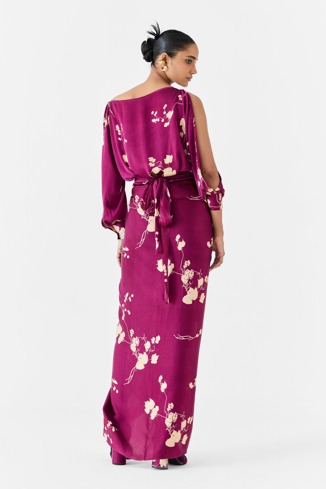 PLUM SHIRT DRAPED DRESS