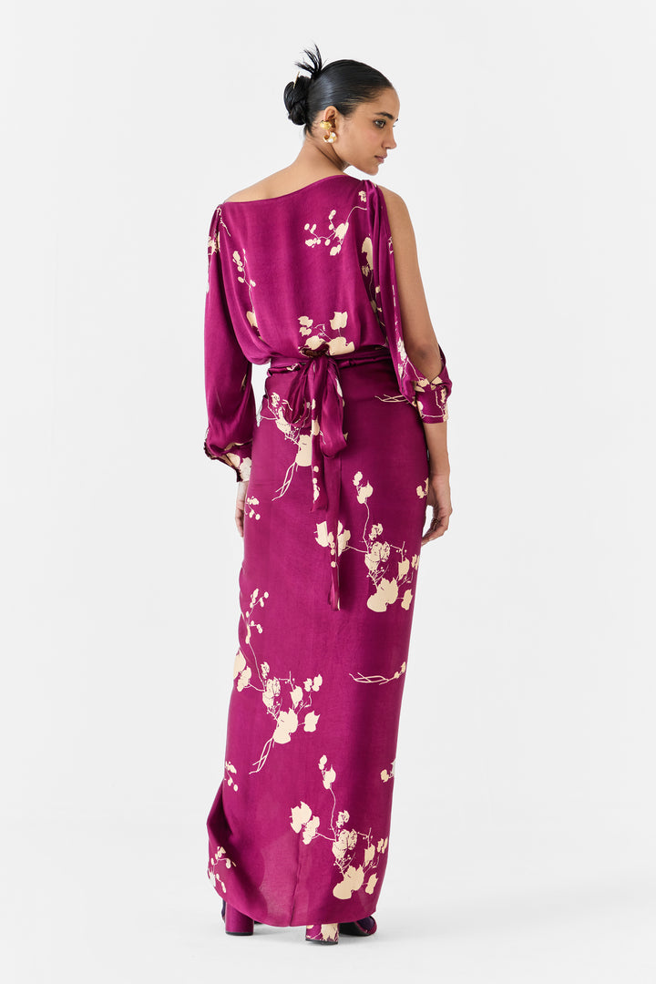 PLUM SHIRT DRAPED DRESS