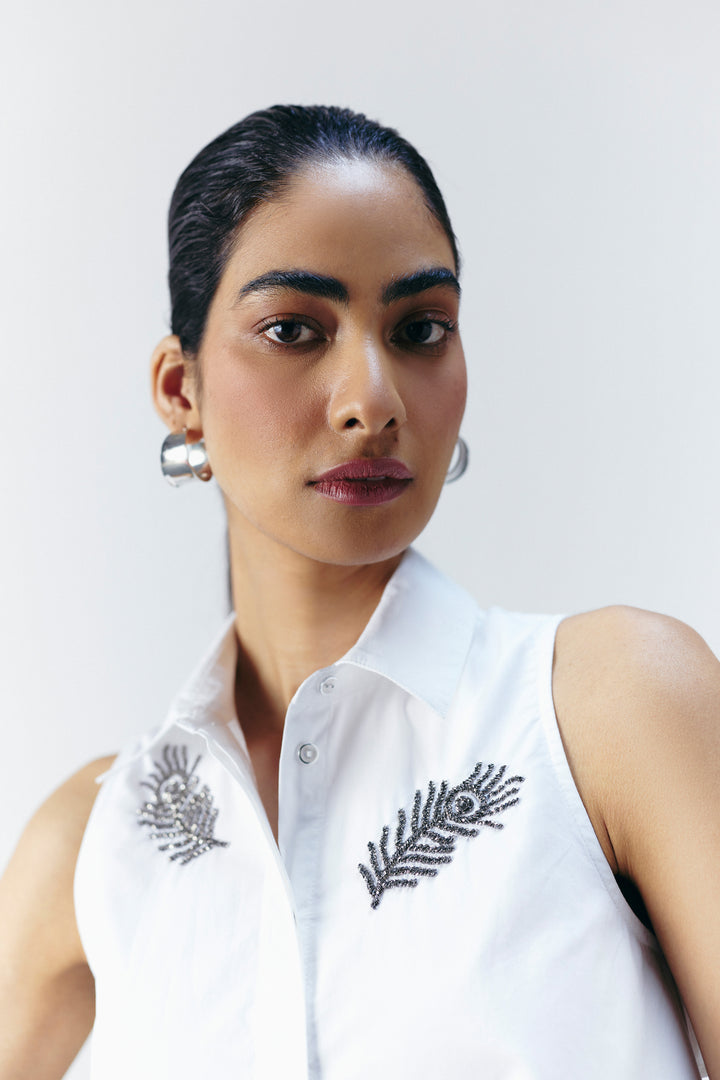 FEATHER EMBELLISHED SHIRT