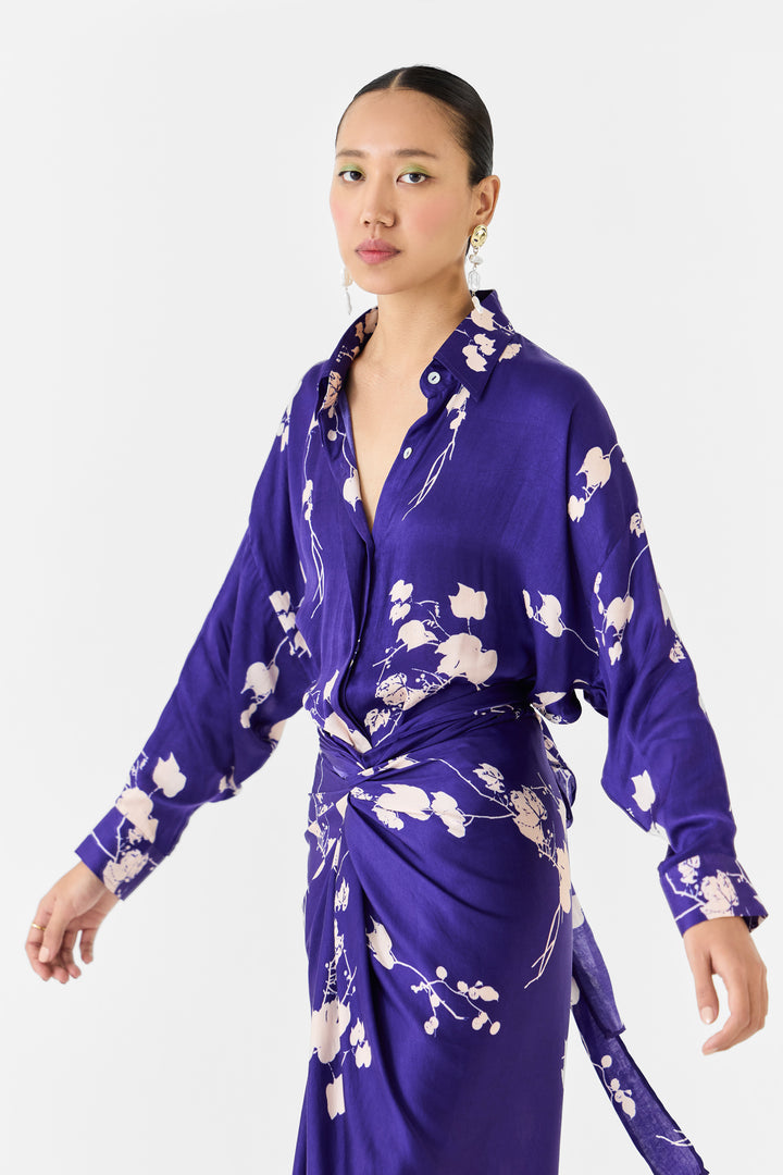 SAKURA DRAPED SHIRT DRESS