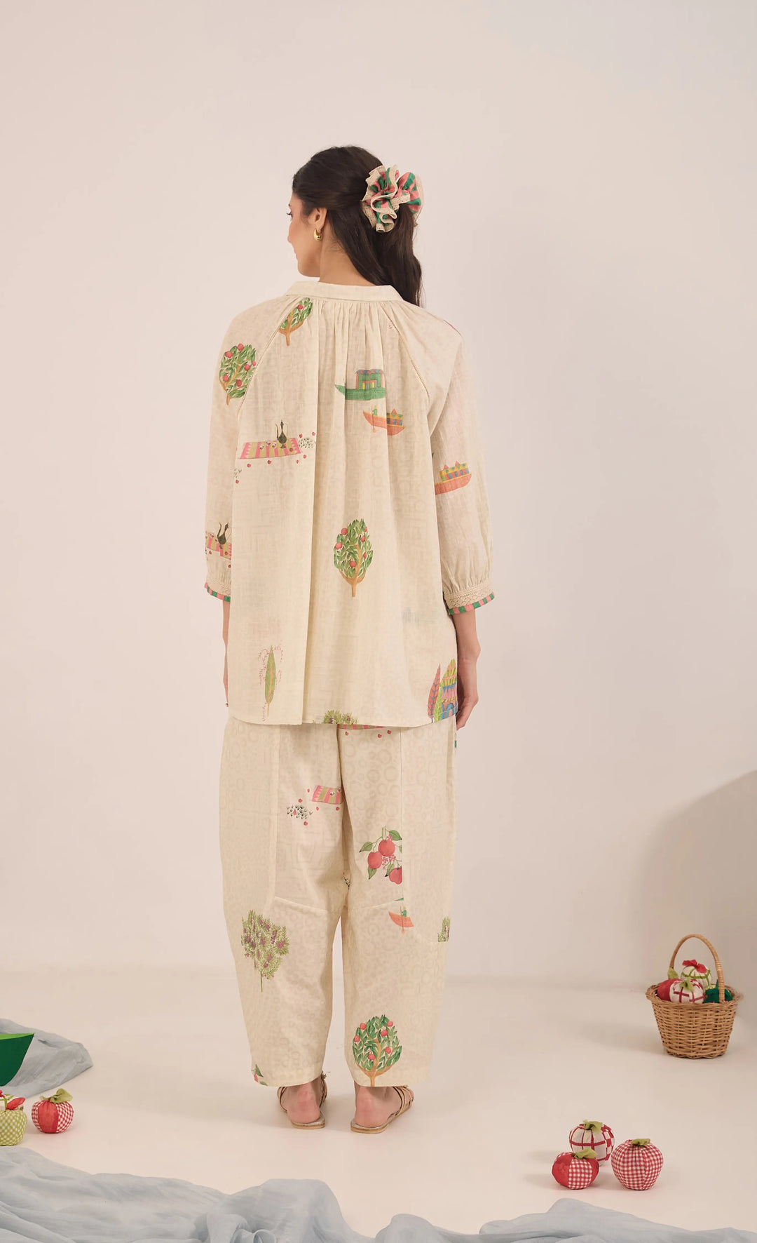 Gulposh: Cotton Raglan Sleeve With Boat Pant Coord Set