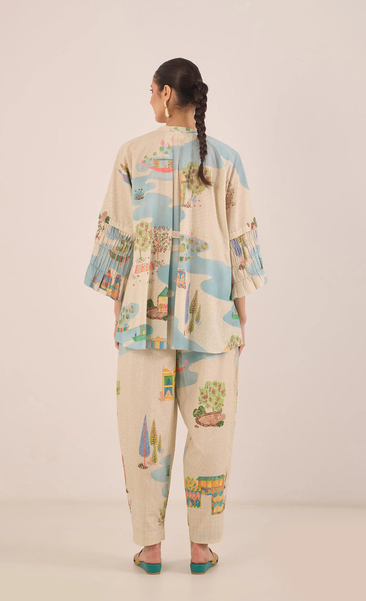 Safar: Cotton Namah Tunic With Boat Pants Coord Set