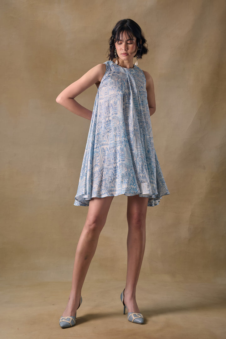Blue Landscape Monroe Dress