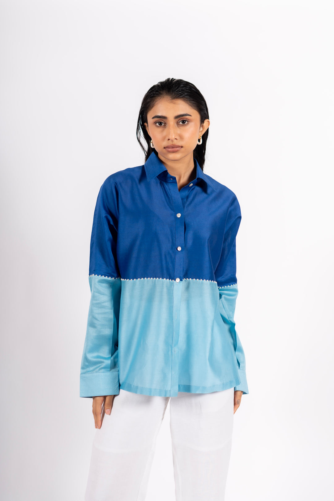 Beanie Shirt Two Tone Blue- Light Blue