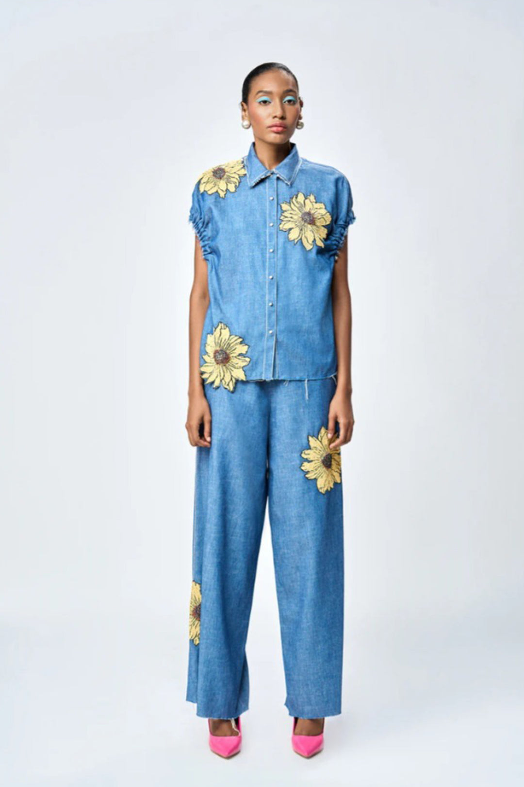 DAISY ELASTICATED TOP WITH FLARED PANTS