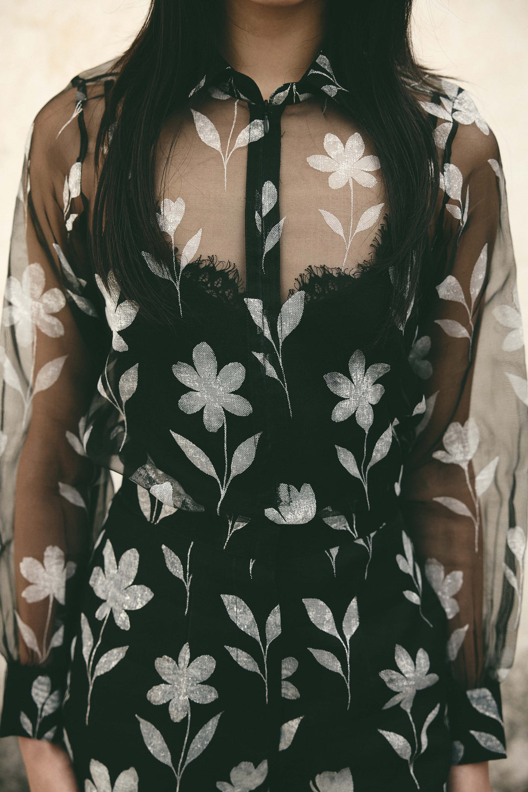 Foral organza shirt