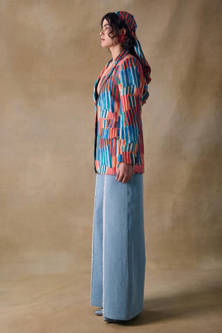 Denim wide leg pants
