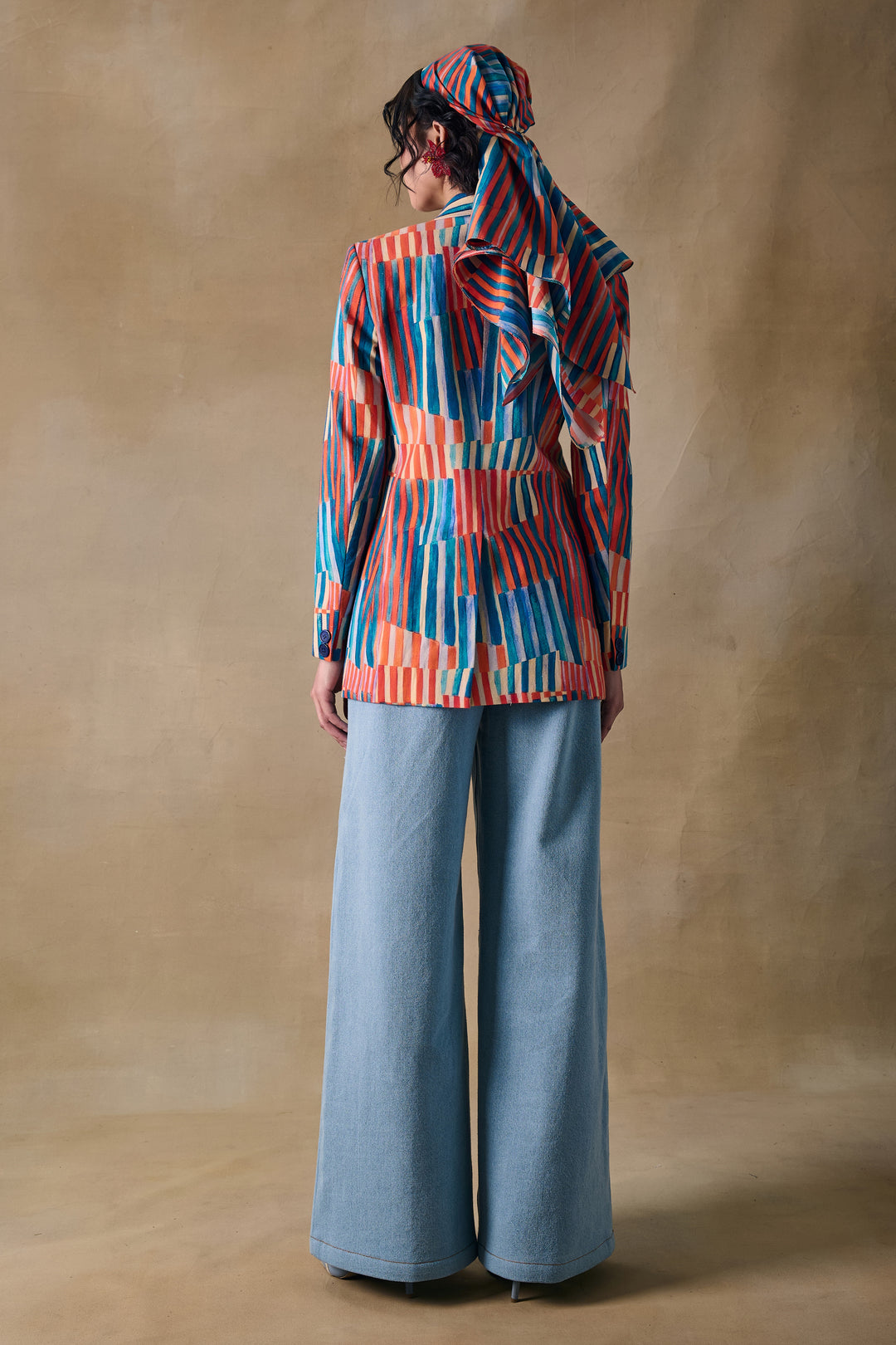 Denim wide leg pants