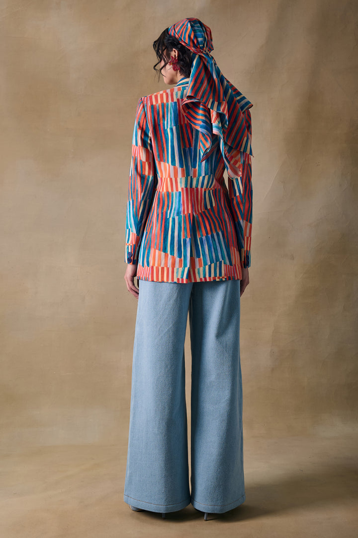 Denim wide leg pants