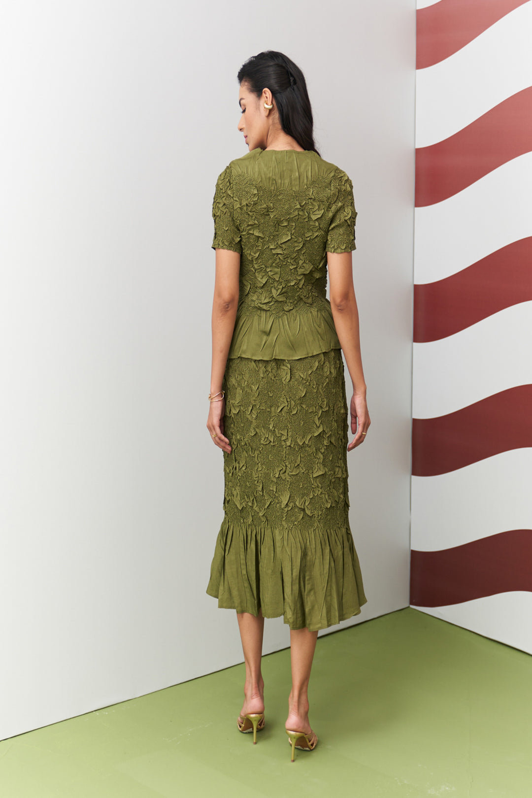 Green Aster Skirt Set