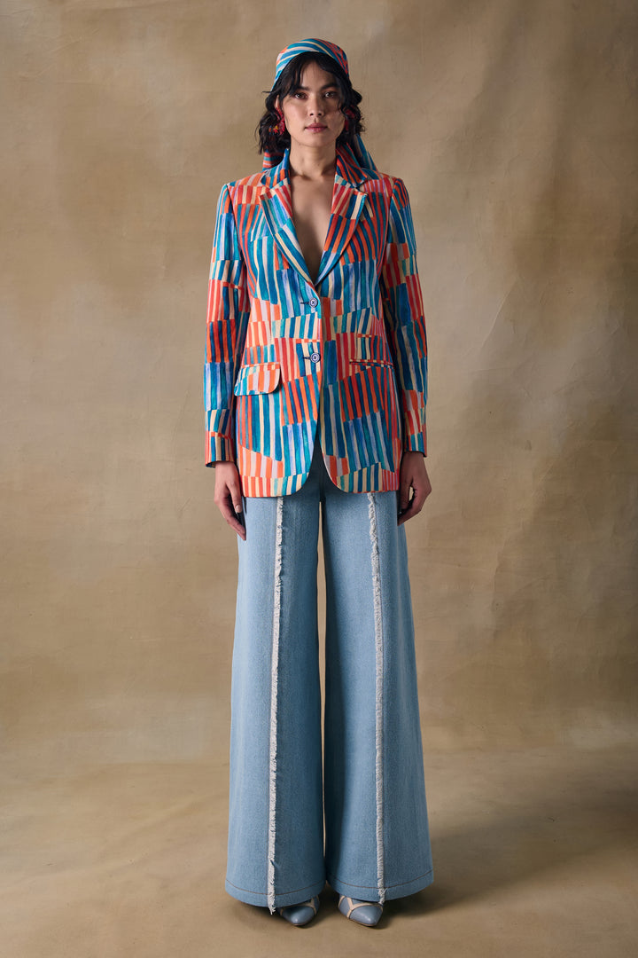 Denim wide leg pants