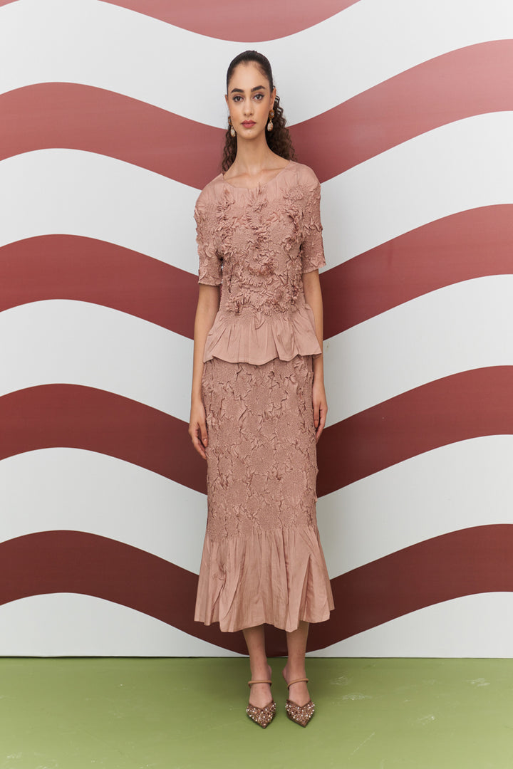 Peach  Aster Skirt Set