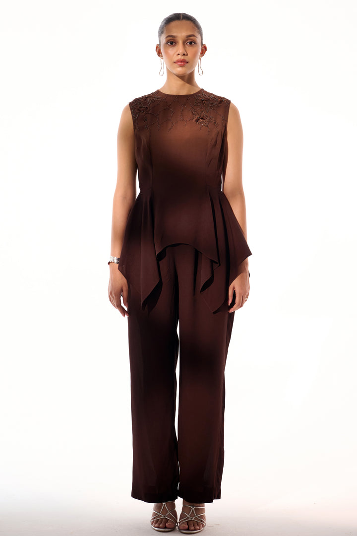 Peplum Coord Set- Brown