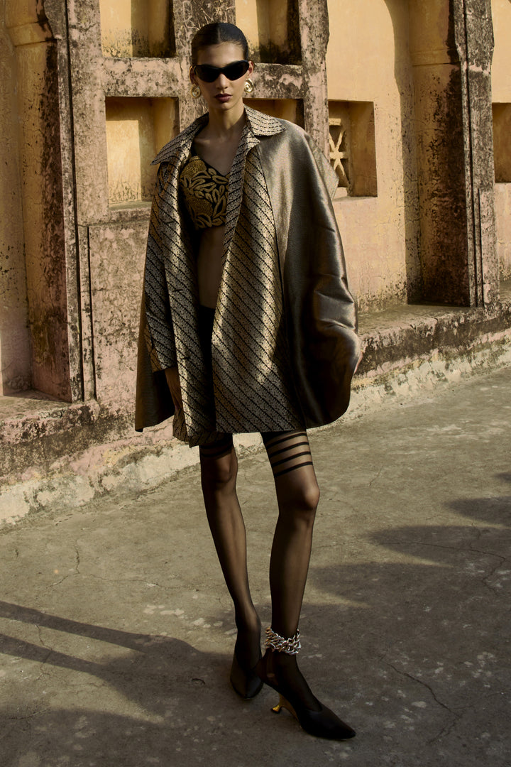 BURNT CROWN SHAWL DRESS