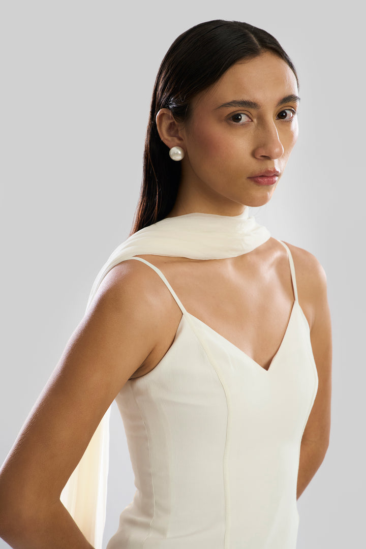 Ivory Mirage Dress with Scarf