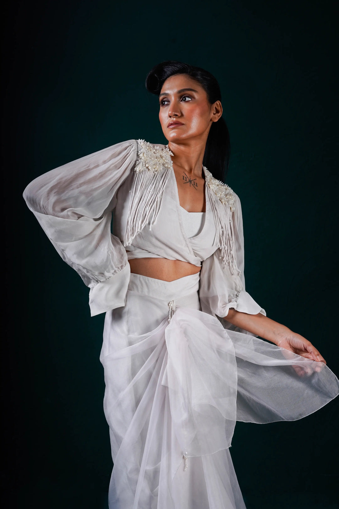 "Serein" top with bustier and skirt