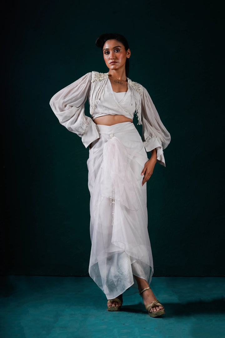 "Serein" top with bustier and skirt