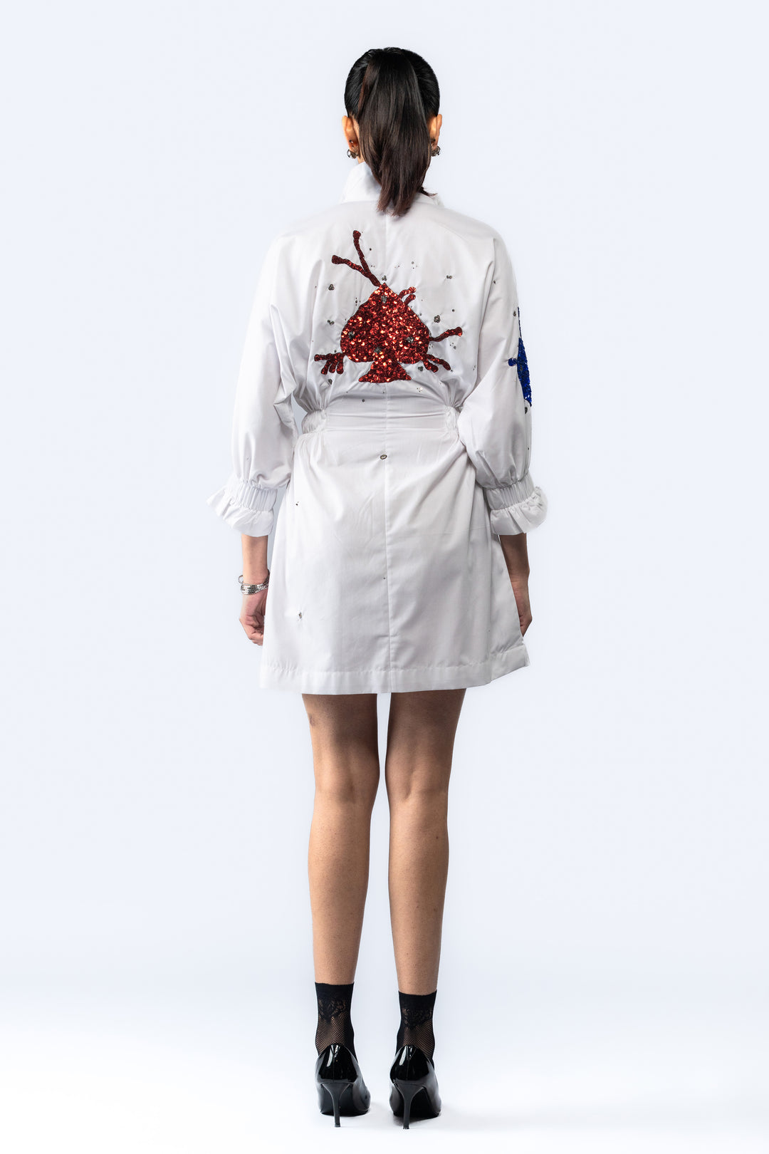 Hand embroidered sequin dress - White