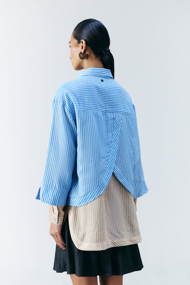 DUAL STRIPE EMBELLISHED SHIRT
