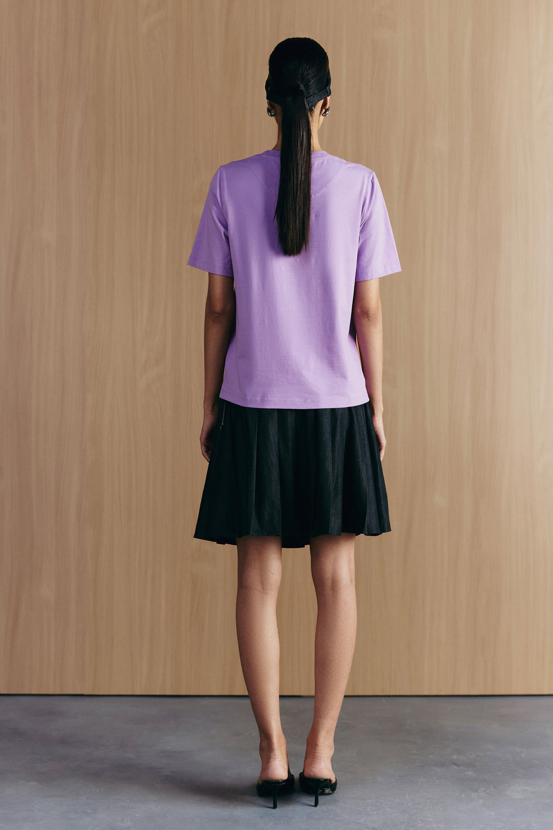 PLEATED DENIM SKIRT