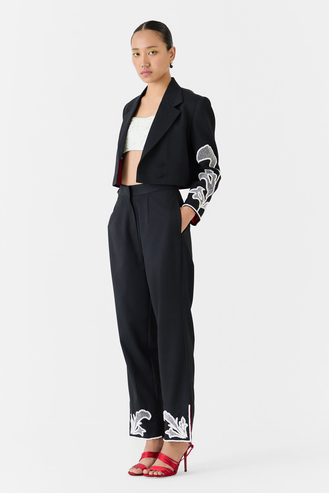 MOONSTONE CROP BLAZER & TROUSERS CO-ORD