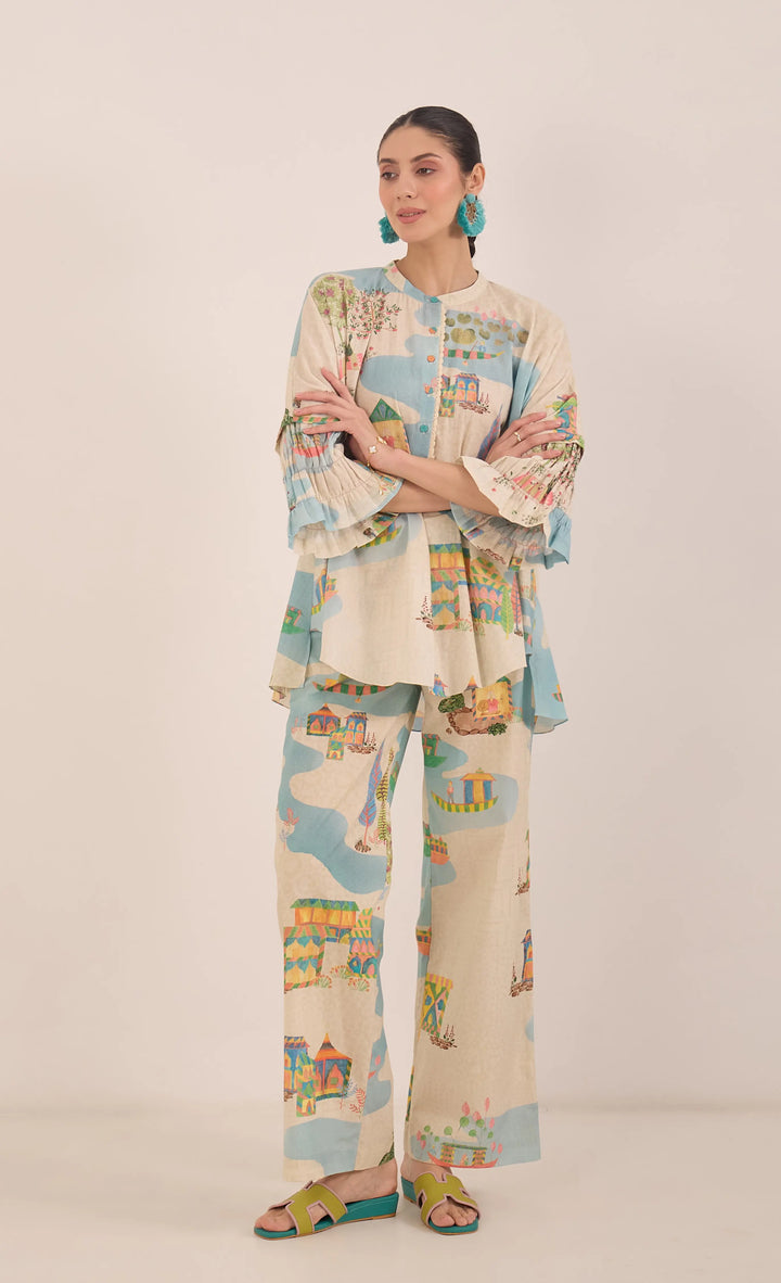 Safar: Namah Top With Wide Leg Pants Coord Set