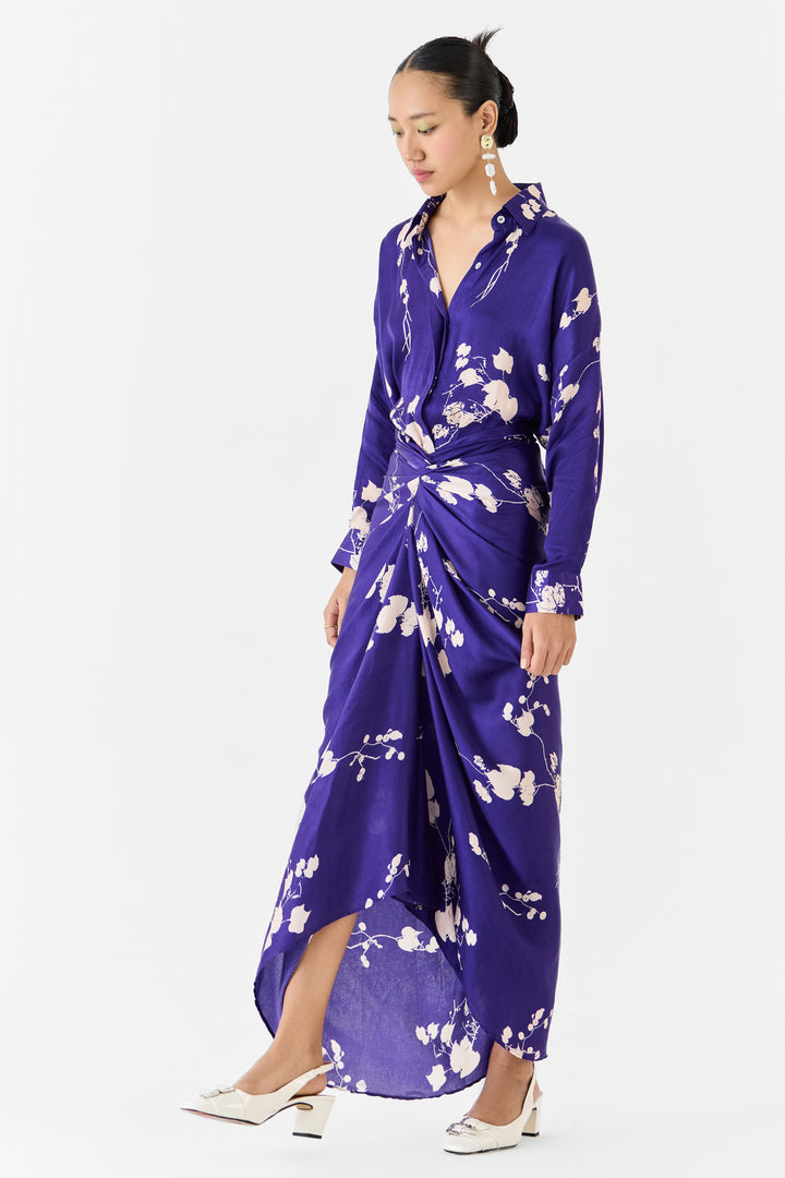 SAKURA DRAPED SHIRT DRESS