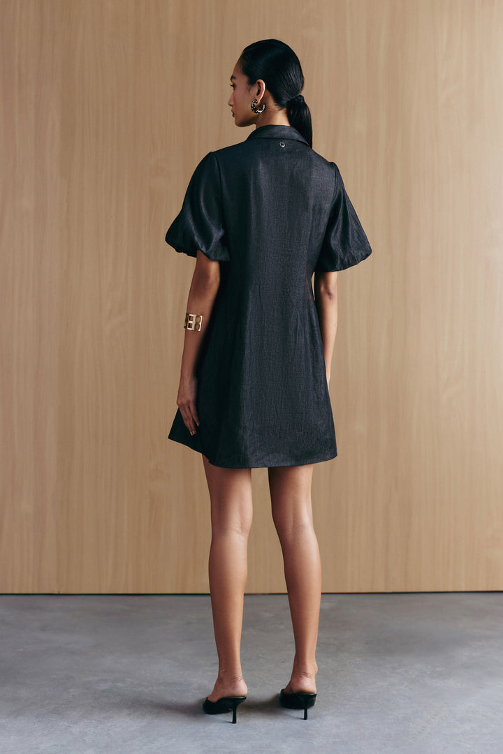 BLACK DENIM EMBELLISHED DRESS