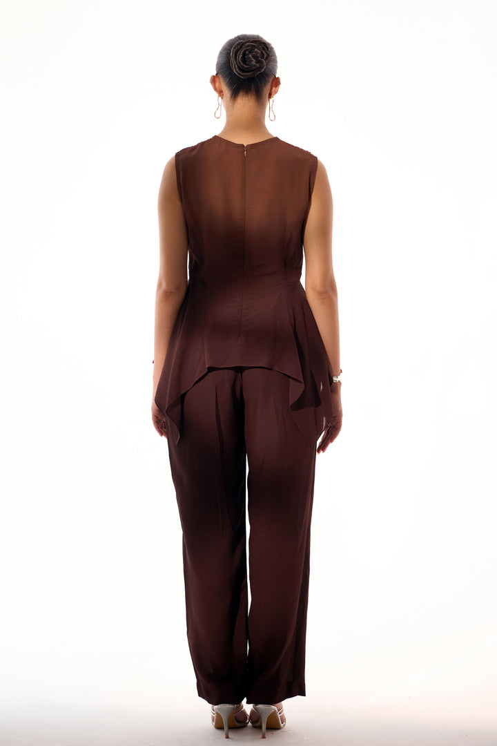 Peplum Coord Set- Brown