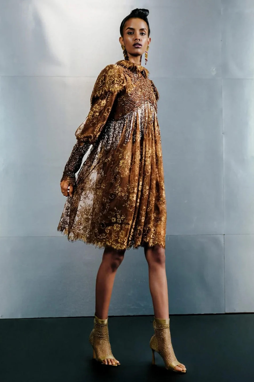 bugle beads dress For this year's Met Gala gown; thousands of glass bugle beads are individually strung, creating a liquid-like surface that molds to the body. Rooted in craftsmanship, this moment marks MONSE's deeper step