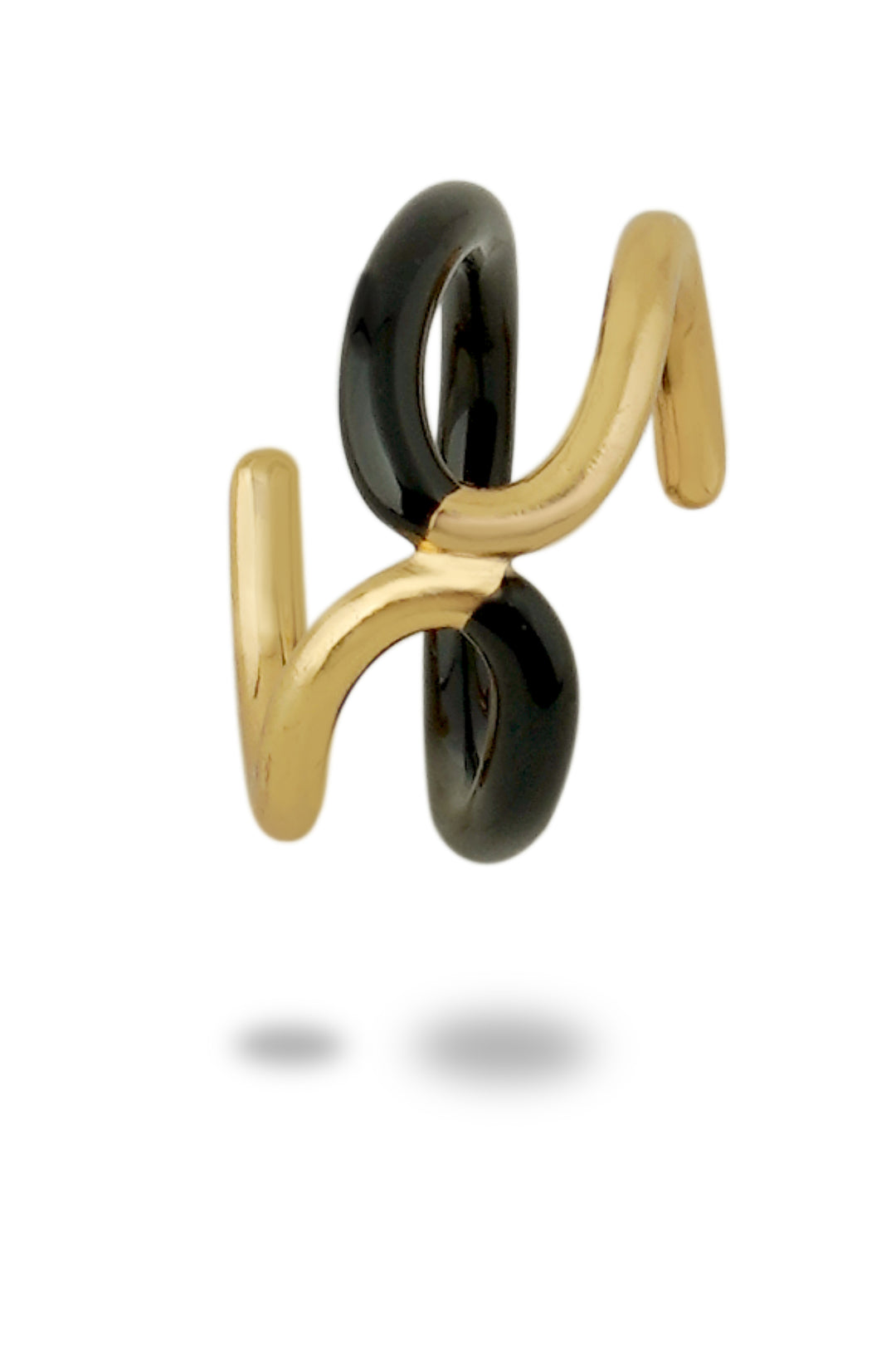 Twistie 2-way Black Enamel Gold Ring