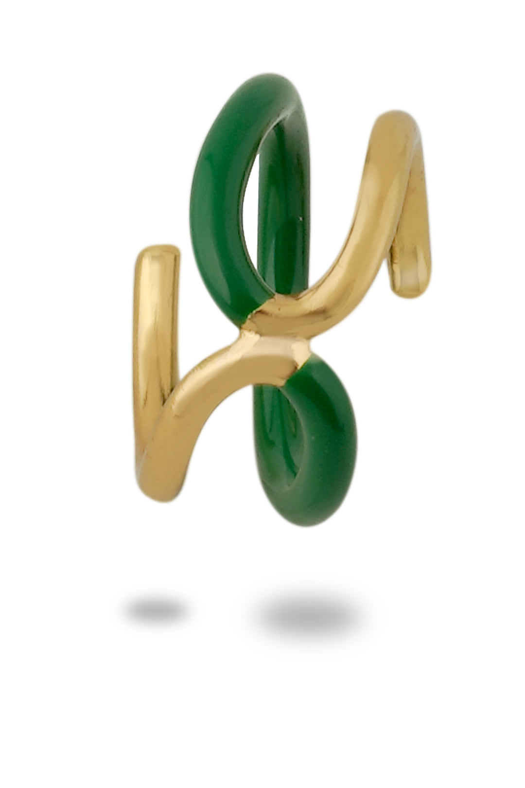 Twistie 2-way Green Enamel Gold Ring
