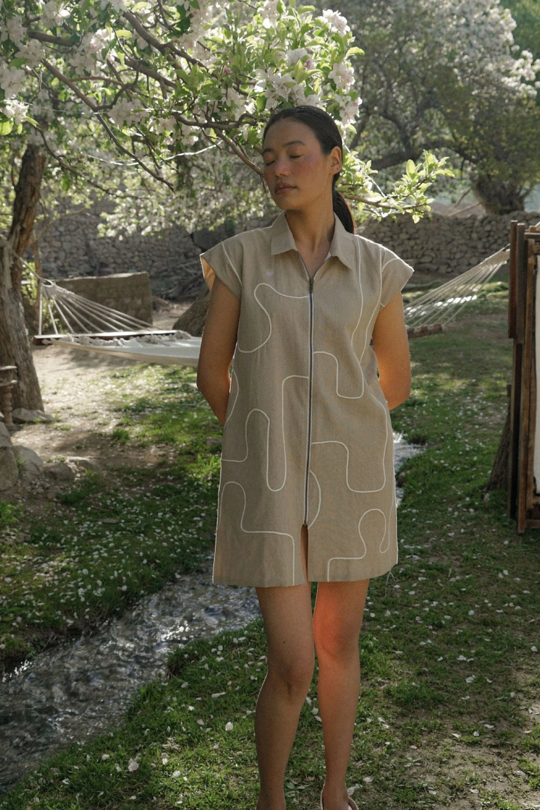 Nubra Zip Dress – Sand