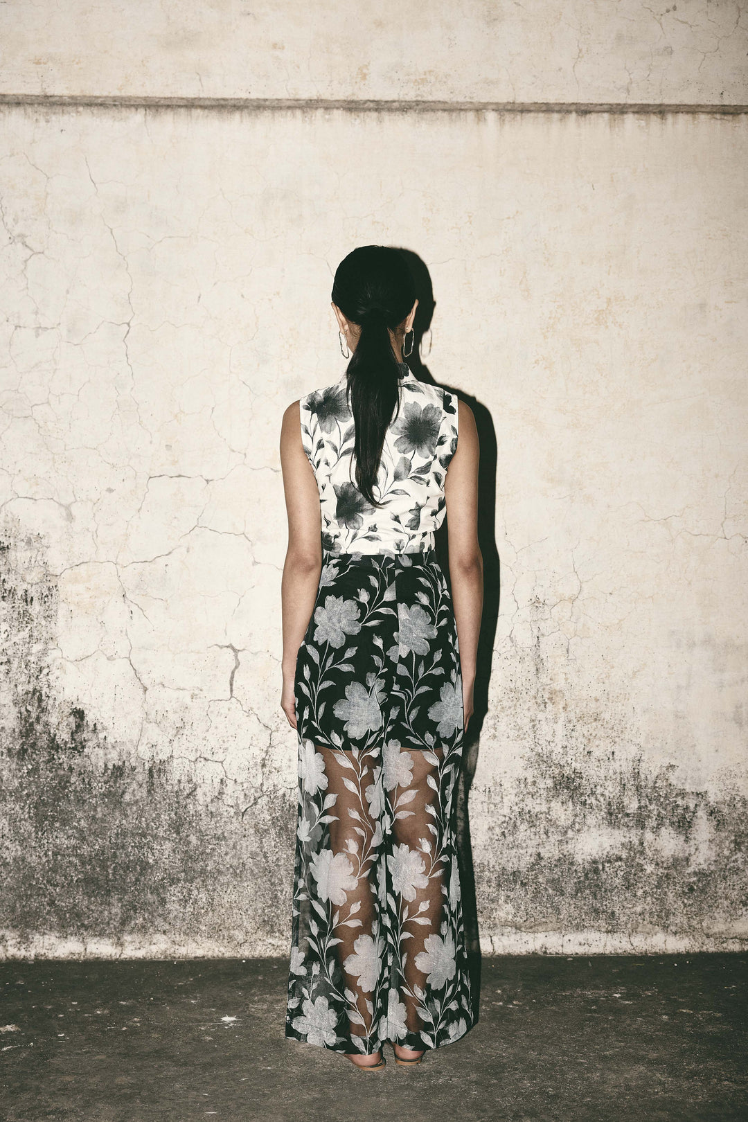 Floral organza pant