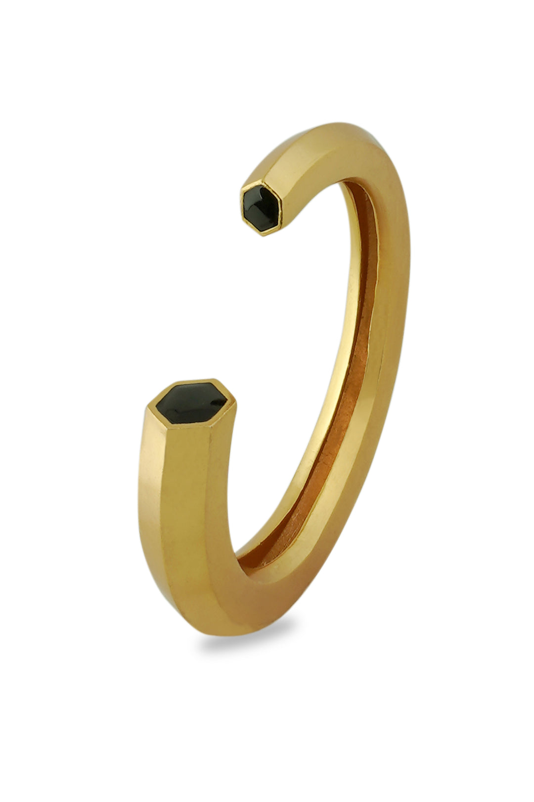 Hexa Black Enamel Gold Cuff
