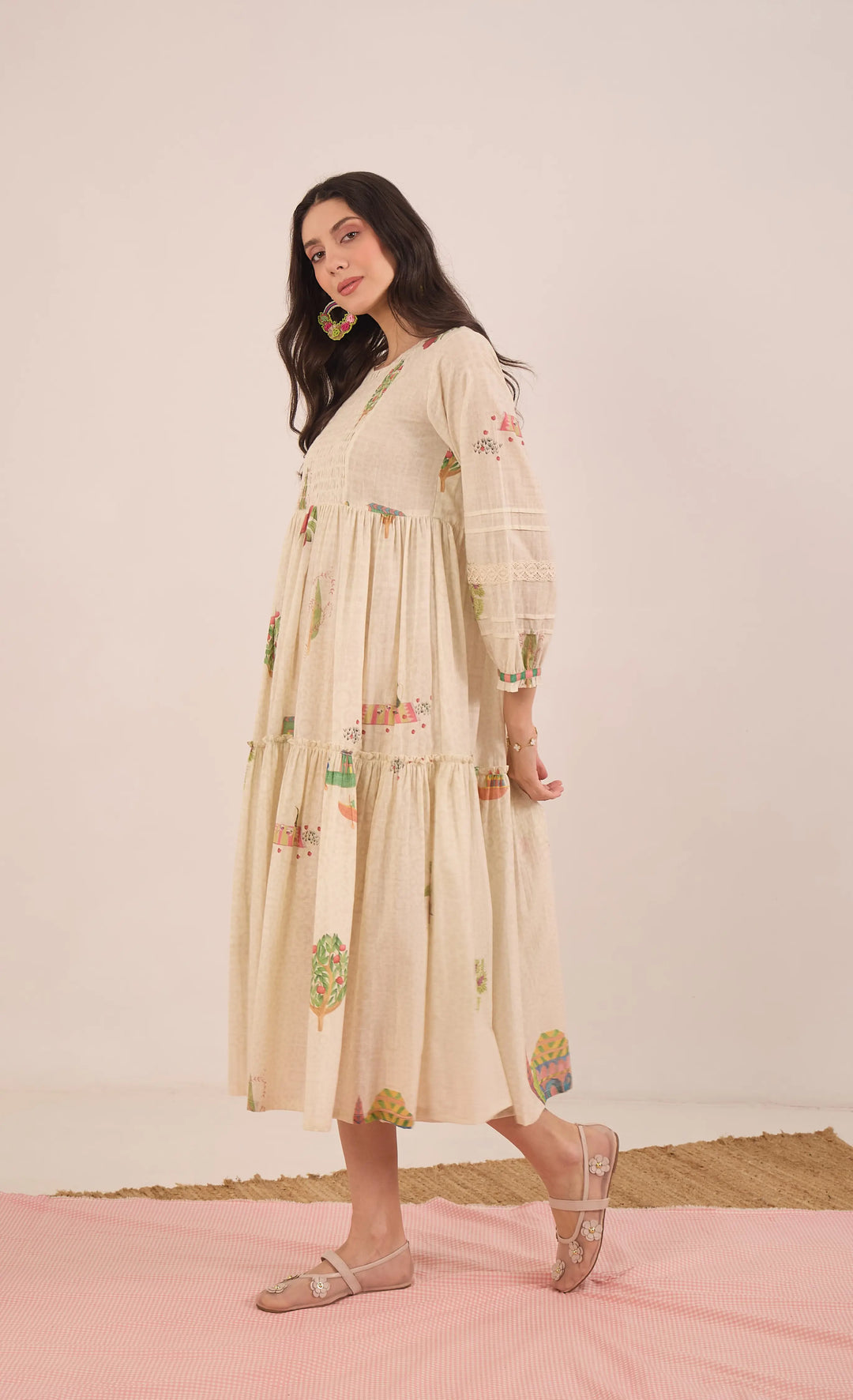 Gulposh: Cotton Smocking Midi Dress